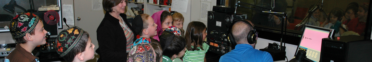 Image: A group of schoolchildren visiting JBI's recording studio
